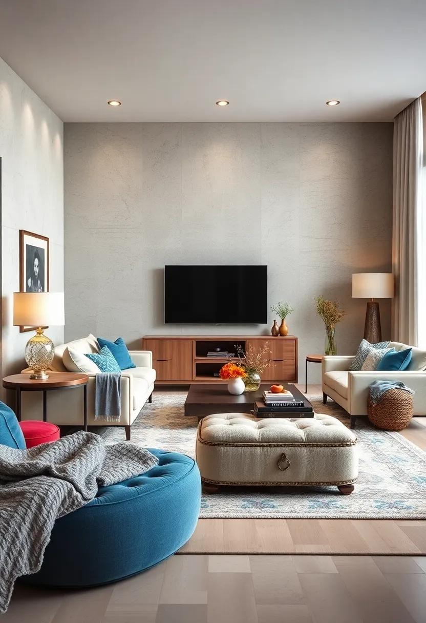 Antiques with Purpose: Incorporate antique furniture-style ottomans that blend aesthetics and function, creating a conversation piece⁤ in your living room