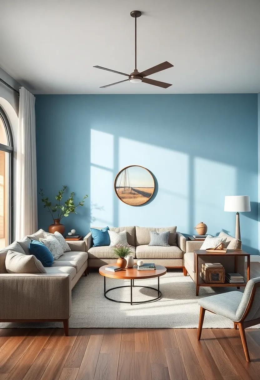 Soft Blue Accent Walls: Transform ⁣your living room with a gentle ‍blue accent ‌wall,creating a⁤ calming focal‍ point ‌that ​invites tranquility