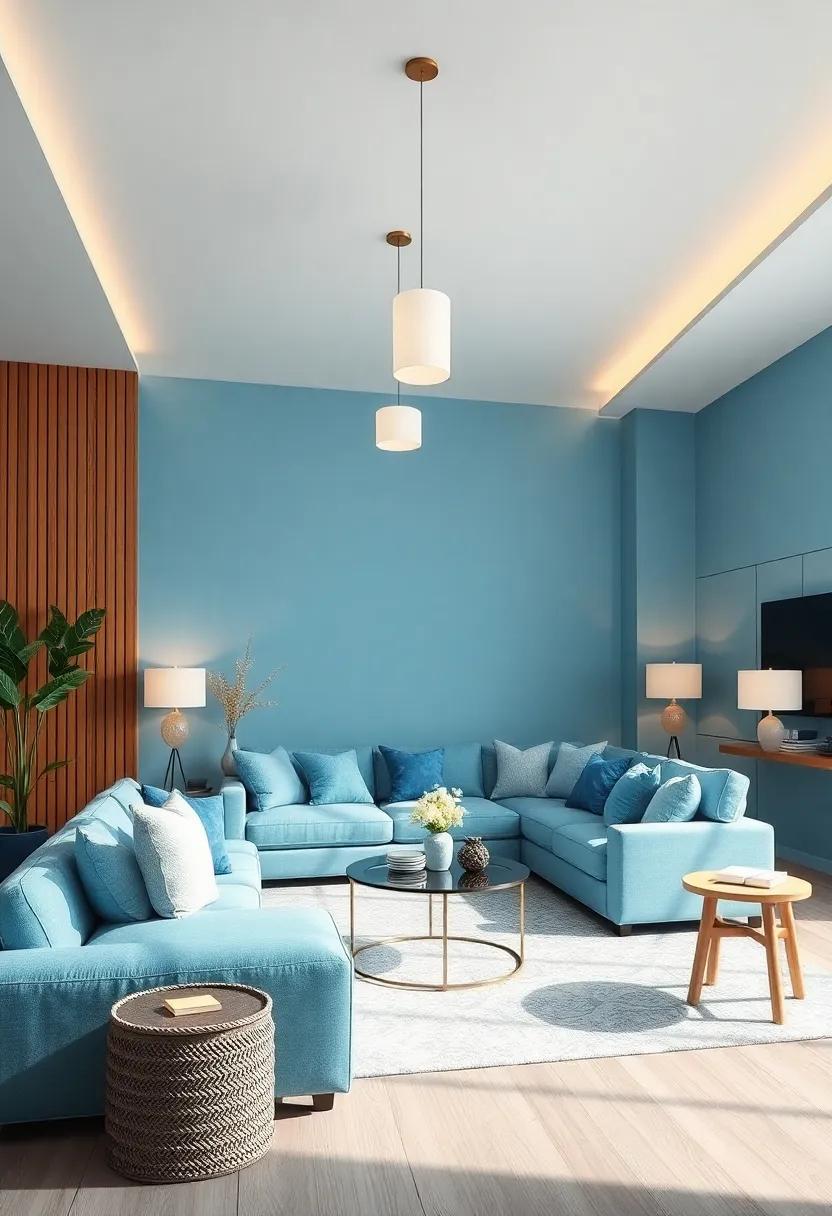Soft Blue Lighting Fixtures: Choose gentle blue-hued lamps or pendant lights that ​cast⁣ a warm ⁤glow, ‌enhancing⁤ the tranquil⁣ mood of your space