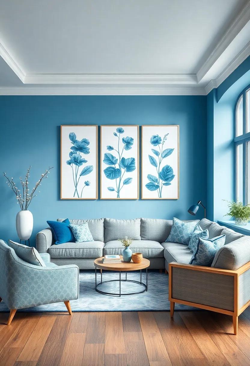 Blue​ Botanical ​Prints: Adorn your⁤ walls ⁢with botanical‌ prints featuring ‍blue tones, ⁢bringing the calming ​essence of nature into your living ​space