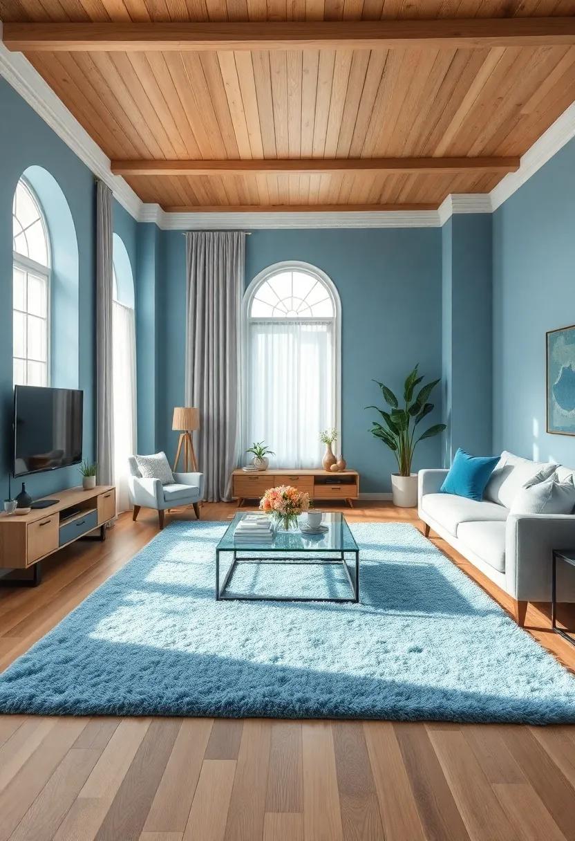 Plush‍ Blue Area Rugs: Introduce a plush area rug in ⁢soft⁢ blue ⁢hues to enhance comfort and ​warm up your living space ⁢while grounding⁣ the decor