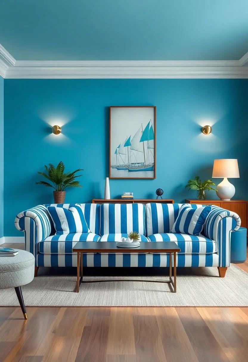Blue and White Striped ‌Sofa: ‌A nautical-inspired ⁣striped sofa not only adds texture but also‌ promotes ⁤a serene atmosphere perfect for unwinding