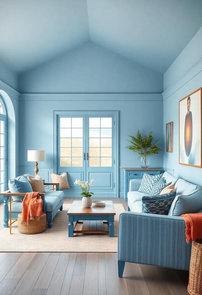 Blue-Washed Furniture: Explore ​blue-washed wooden furniture⁣ pieces that evoke ⁤a rustic charm and add ‌a calm, inviting character⁣ to your living room