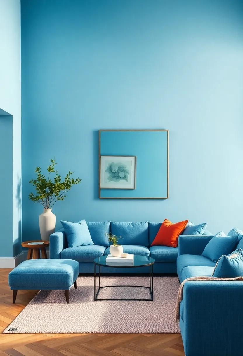 Blue-Tinted Mirrors: Hang blue-tinted ‍mirrors ⁢to reflect light and make ‌your space feel ⁤larger, all while⁢ echoing‍ the ‍calming blue tones in‍ your decor