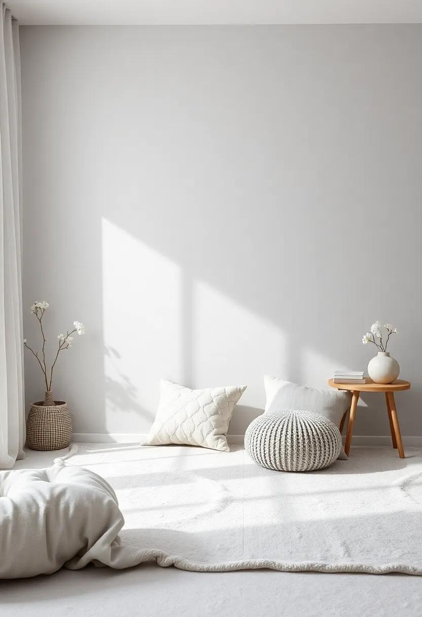 Play with Dimensional Textures: Use a mix​ of textures such ​as velvets, linens, and knits ​to add depth and‍ richness to the soft grey color palette