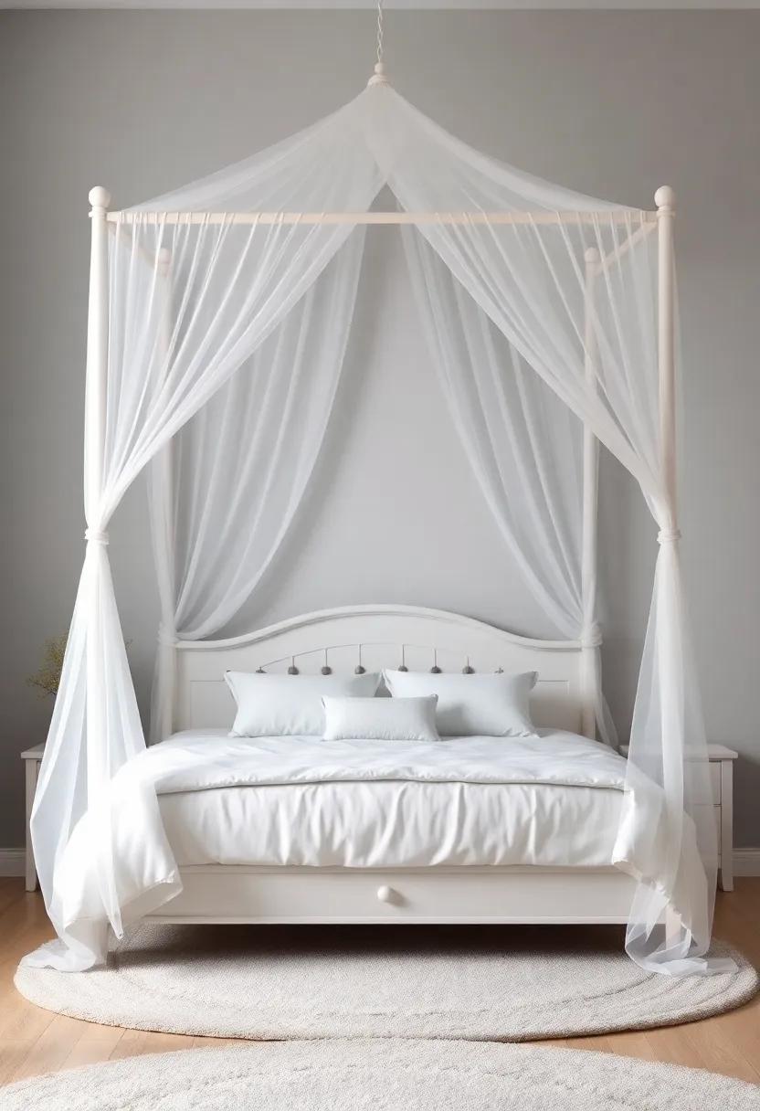 Create a Dreamy Canopy Bed: Frame a ‌simple grey ⁣bed ‌with a canopy for an enchanting, fairy-tale feel that invokes ​a sense of peace