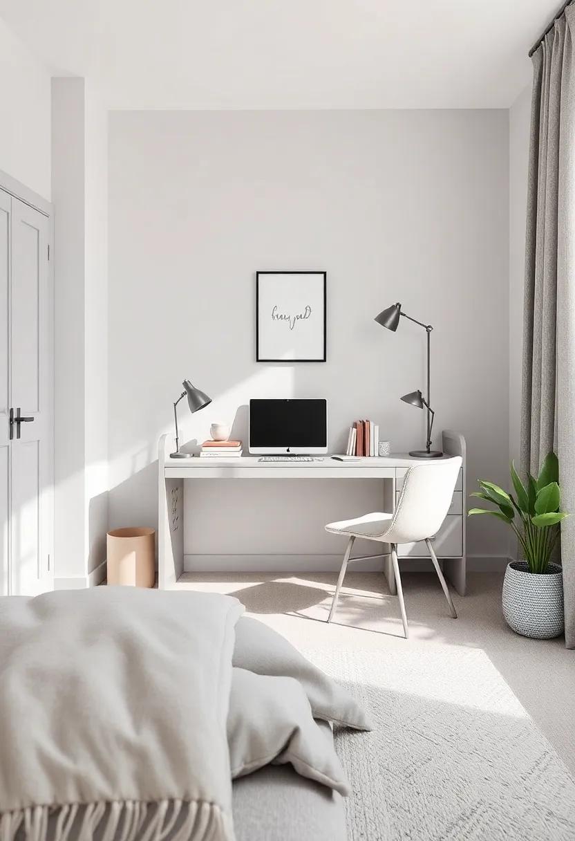 Feature ⁢a Stylish Desk: ⁢Choose a⁣ sleek grey​ desk for ‌homework and⁣ creative projects,providing a dedicated workspace ‍that ⁢blends seamlessly with ⁤the room’s design