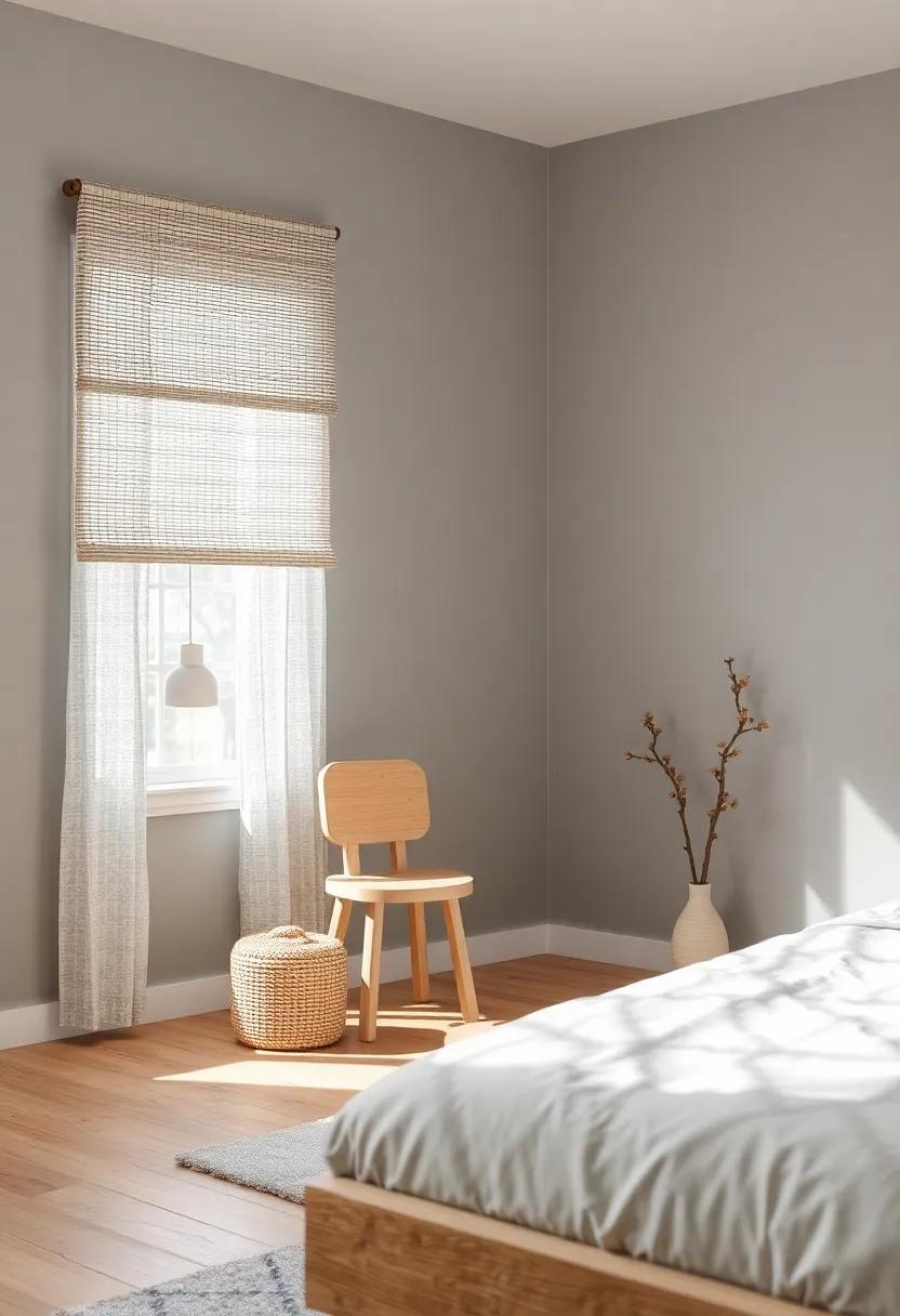 Embrace Natural⁢ Wood: use wooden furniture in light or ⁣warm tones to create a grounding effect against the soft grey backdrop of⁣ the room
