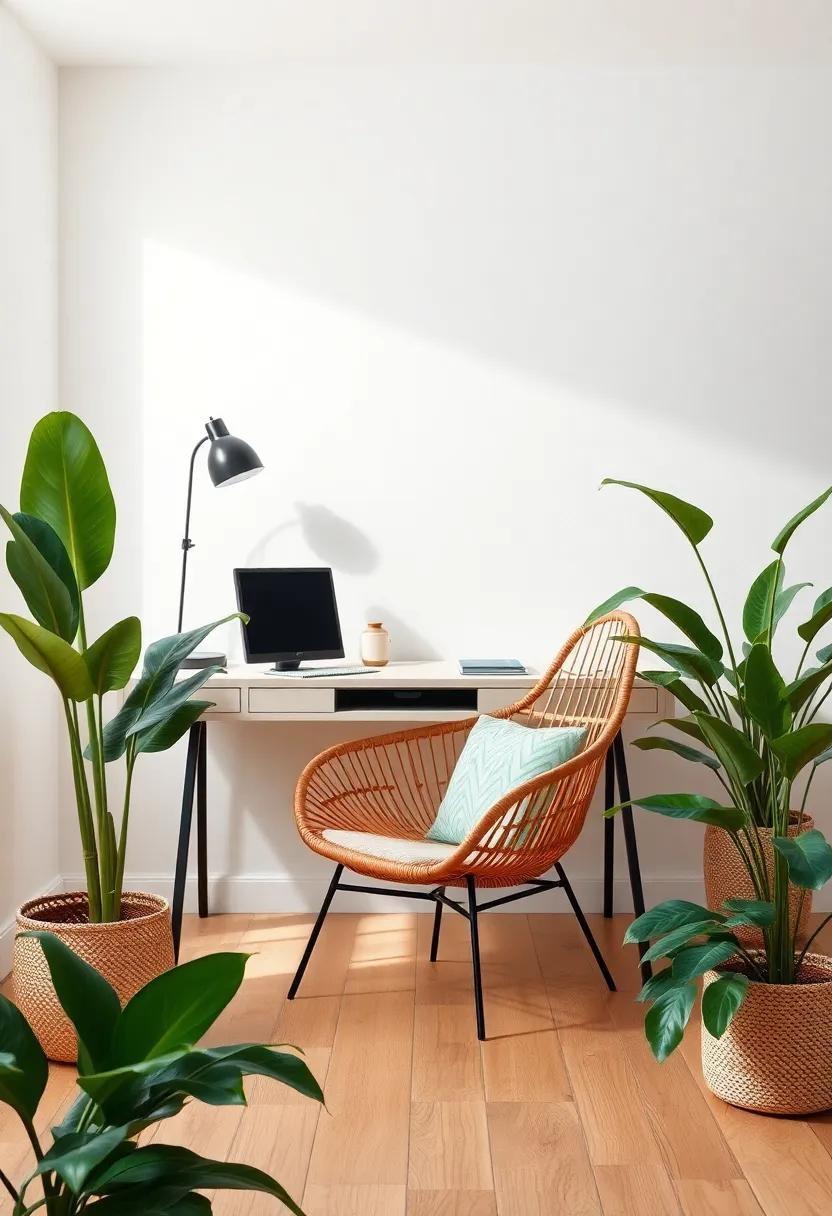 Embrace the warmth of nature: Discover how a rattan chair can transform your tropical home⁣ office into a serene workspace⁣ that ⁣invites creativity and calm