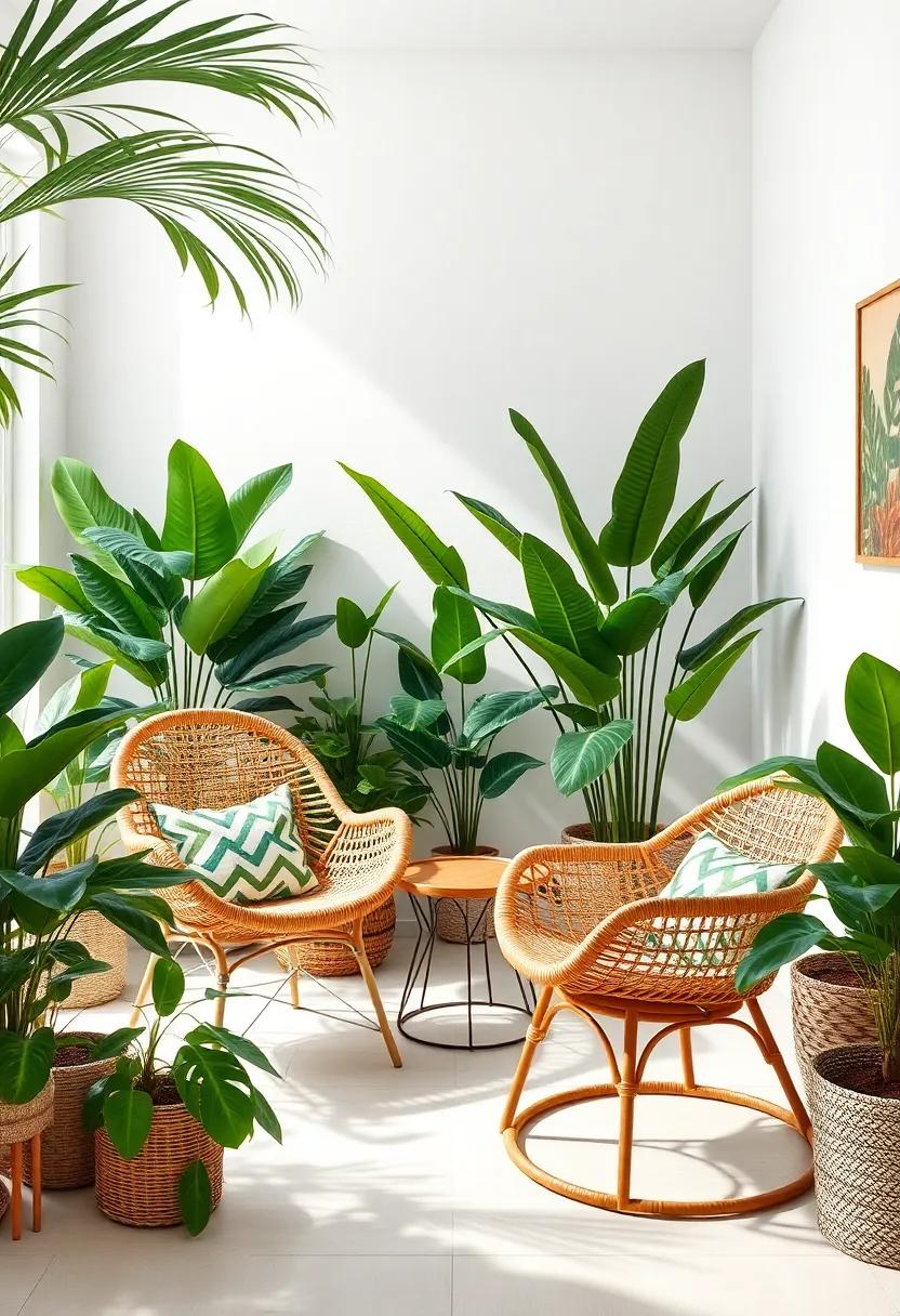 Indoor ​plants and rattan: See⁣ how the addition of lush greenery⁢ paired ⁤with stylish rattan chairs can evoke the ⁣tropical feel⁢ of a paradise retreat