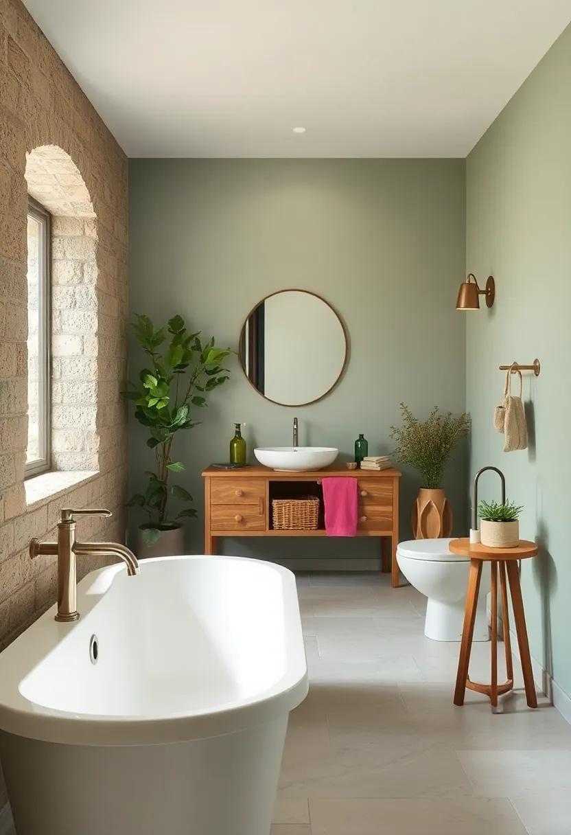 Choose a classic color palette inspired by nature, such as soft greens, muted blues, and warm earth tones, to set the foundation for your vintage bathroom