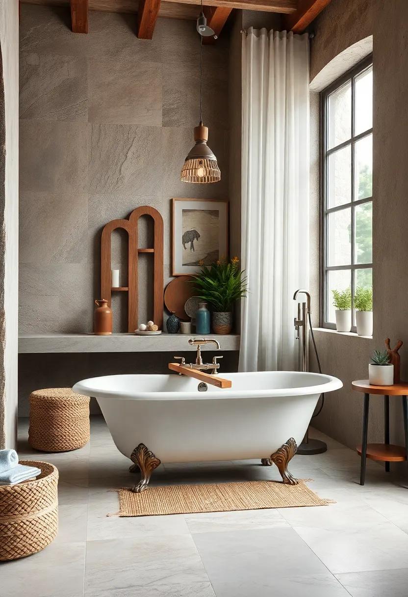 Incorporate a freestanding tub with a clawfoot design to evoke a sense of timeless elegance and relaxation
