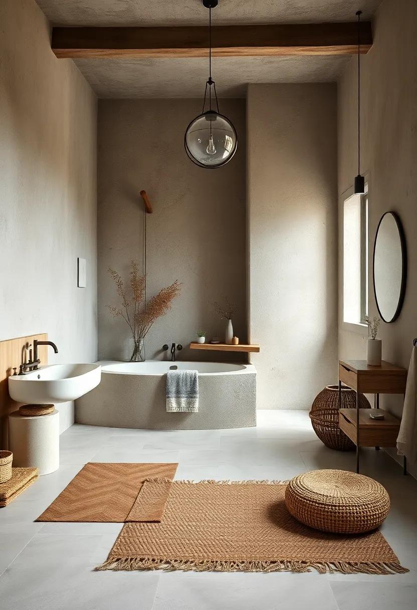 Opt for wooden or natural fiber rugs that provide comfort, warmth, and a rustic touch underfoot
