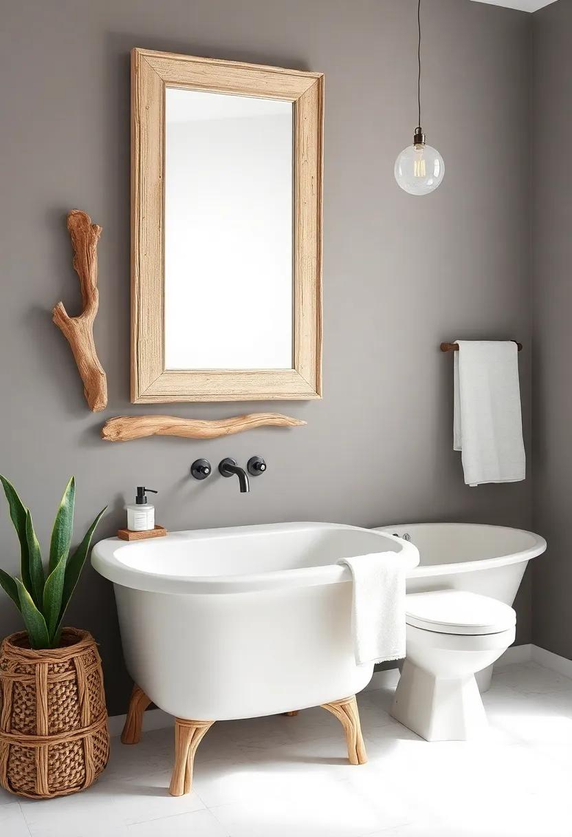 Driftwood ⁢Accents – Use pieces of driftwood as natural decor elements or ‌even as hanging​ hooks for towels to tie in ⁣the ocean theme