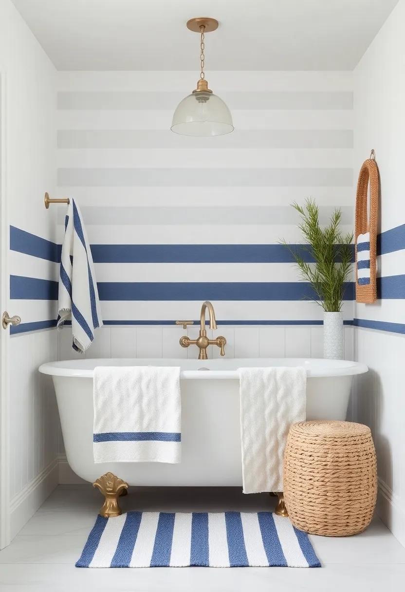 Nautical Striped Patterns – Integrate ⁣stripes through towels, rugs,⁤ or accessories to channel⁢ a classic and timeless‍ seaside vibe