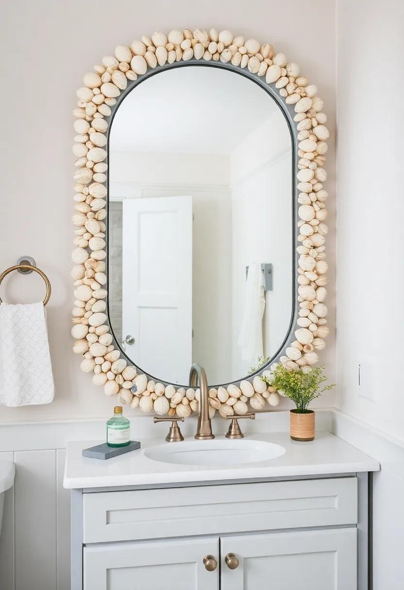 Shell-encrusted Mirrors – A mirror bordered with ‌shells⁣ adds⁤ a whimsical touch, linking the interior ‍to coastal elements outside