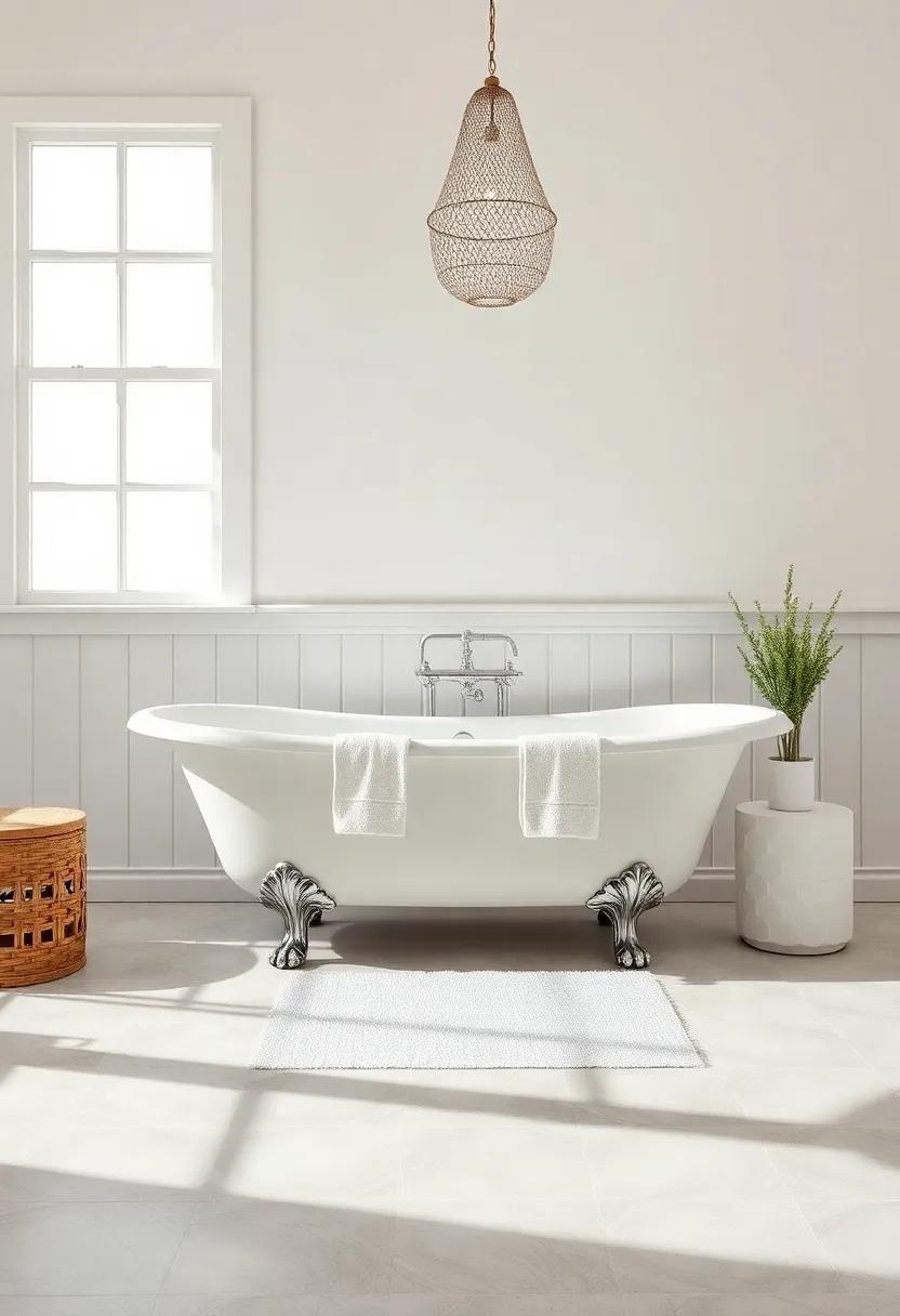 Vintage​ Clawfoot Bathtubs – Indulge in luxury with ‍a deep,soaking clawfoot tub that⁢ evokes the⁤ nostalgia of‍ sun-soaked seaside retreats