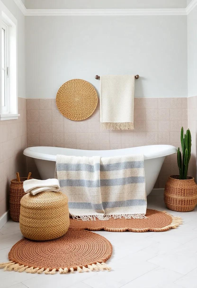 Woven Textiles –‍ Embrace textured ‌towels and rugs made⁣ from cotton or jute to bring a⁣ casual,beachy vibe into your⁢ sanctuary