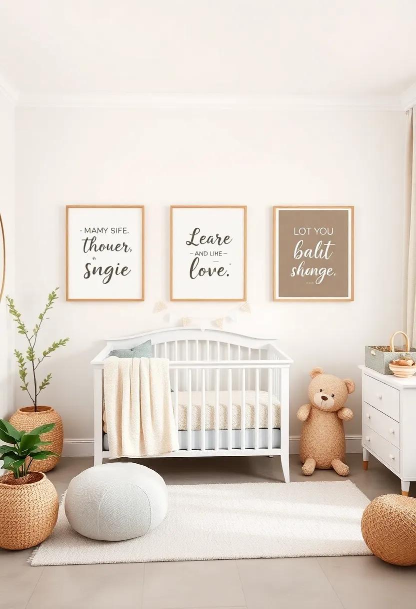 Inspirational Quotes: Frame heartwarming quotes in⁣ elegant typography and hang them⁣ on the wall to​ inspire joy and love within the nursery