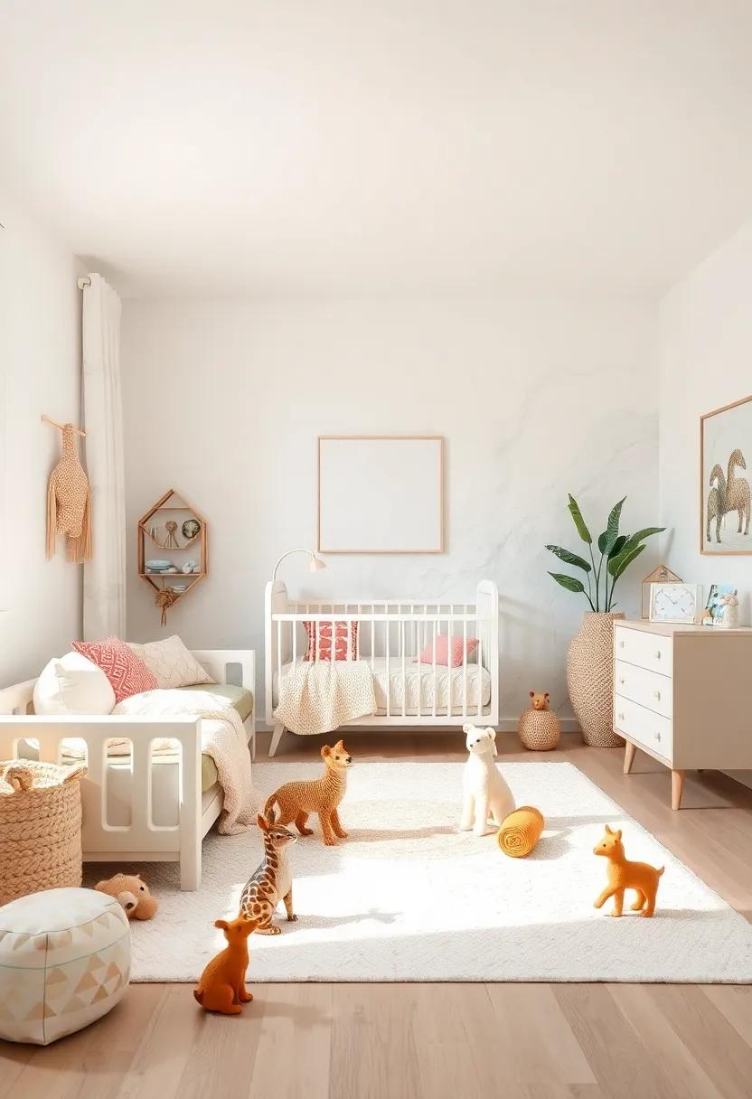 Playful Animal Figurines: Incorporate cute animal figurines in beige and white, adding a playful touch that resonates with childhood wonder