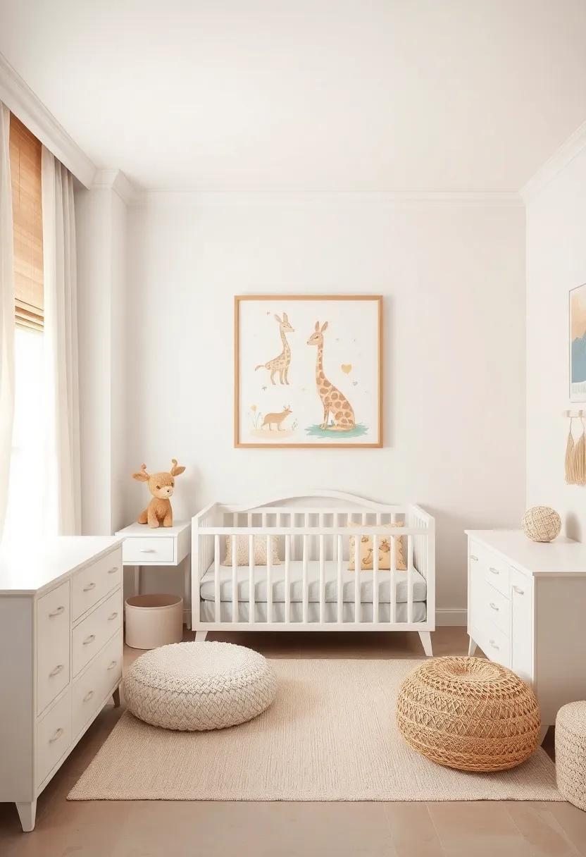 Whimsical Wall Art: hang charming illustrations or‍ canvases that reflect a soft color palette, featuring animals or nature scenes, to ⁣inspire creativity from an early age