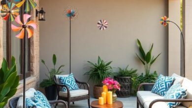 29 Captivating Patio Decor Ideas Featuring Whimsical Wind Spinners