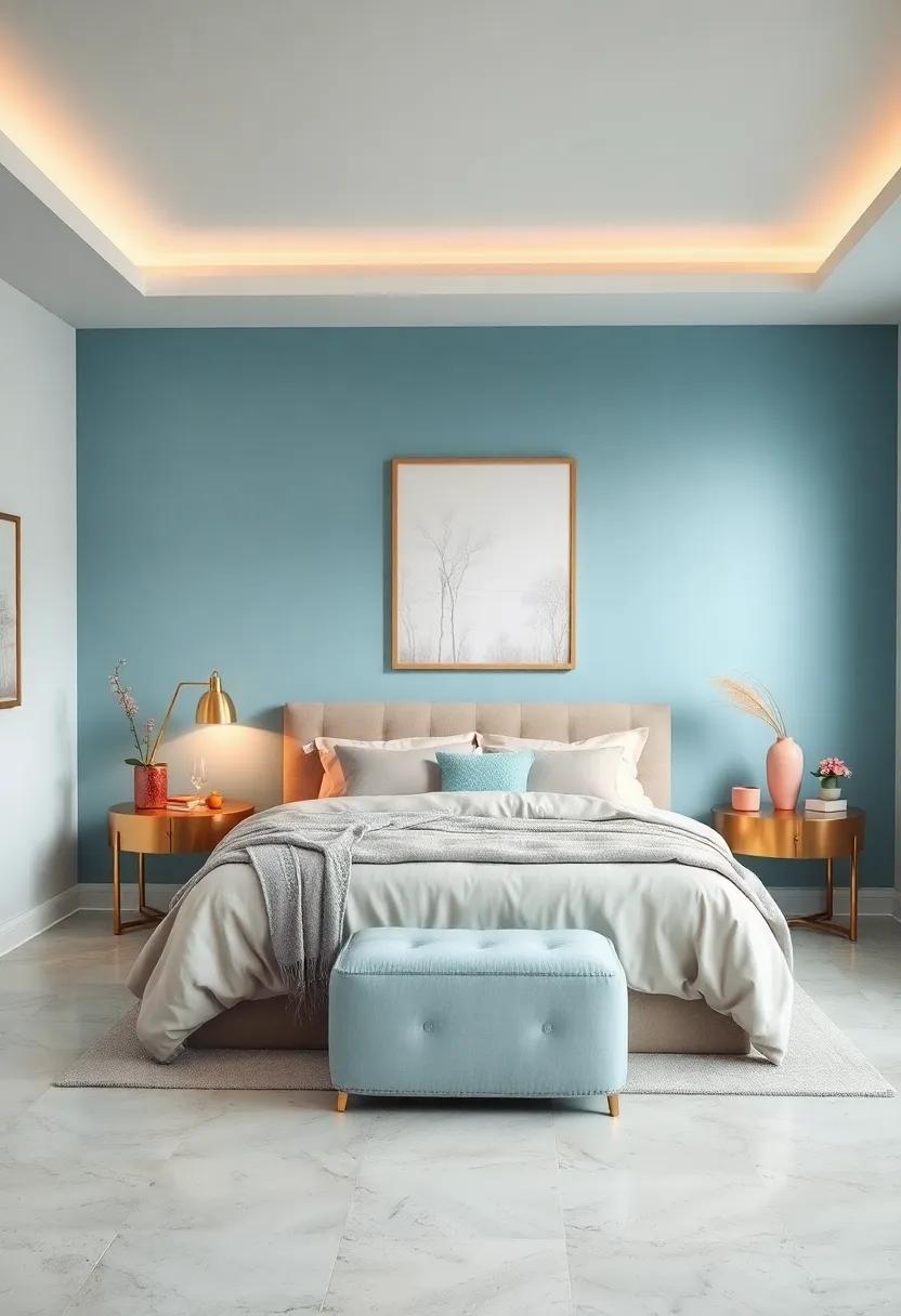Baby Blue and Pale Gold: Add a touch ​of glamour to your​ space​ by ⁣merging baby blue with subtle pale ‍gold ⁣accents for ‌a sophisticated feel