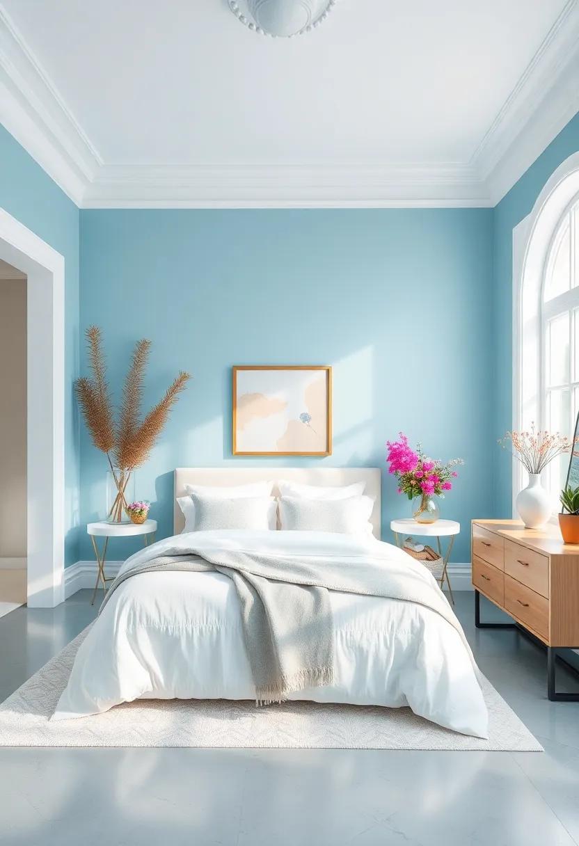 Icy Blue and White: Cultivate a ⁣breezy ⁢atmosphere with icy⁢ blue walls⁣ accented by‍ bright ⁢white trim, ensuring ‍a⁣ refreshing ⁢and uplifting environment