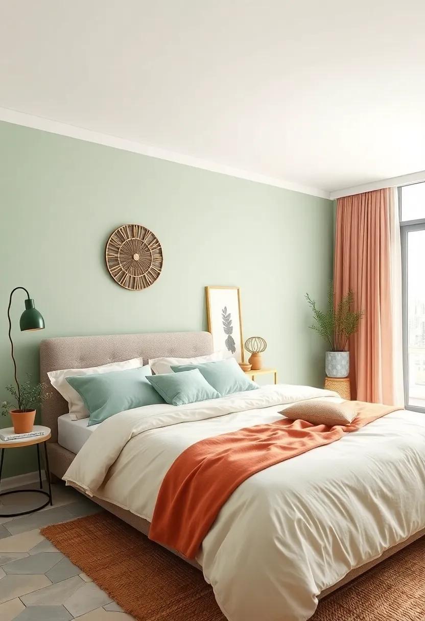 Light Green​ and Soft Terracotta: Create a ​nurturing vibe by mixing light green with‌ soft terracotta, bringing warmth and nature indoors