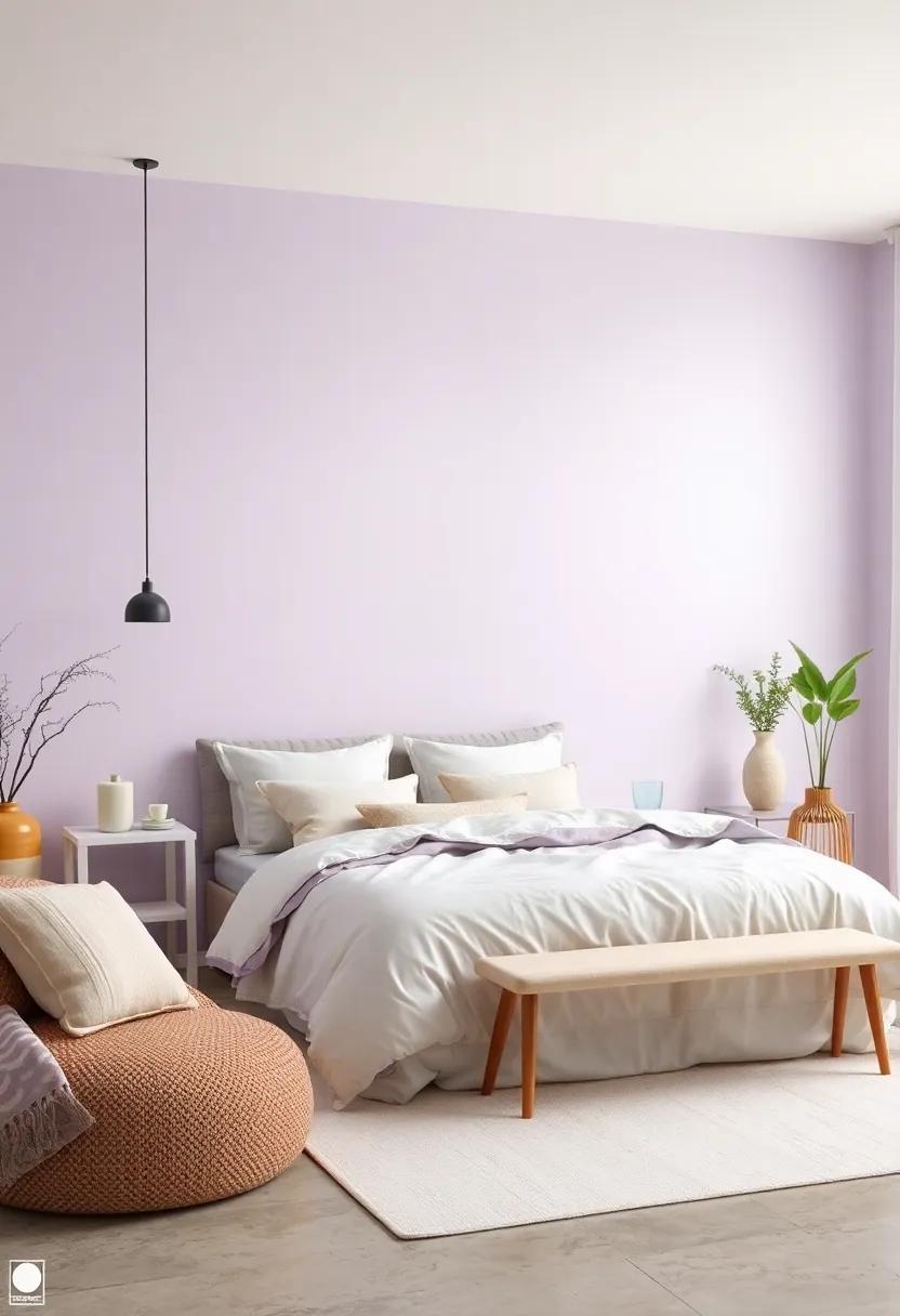 Pale Lavender and Off-White:‌ Enhance coziness with pale lavender walls ⁤and off-white⁢ bedding, promoting ⁣a serene ⁢and inviting environment