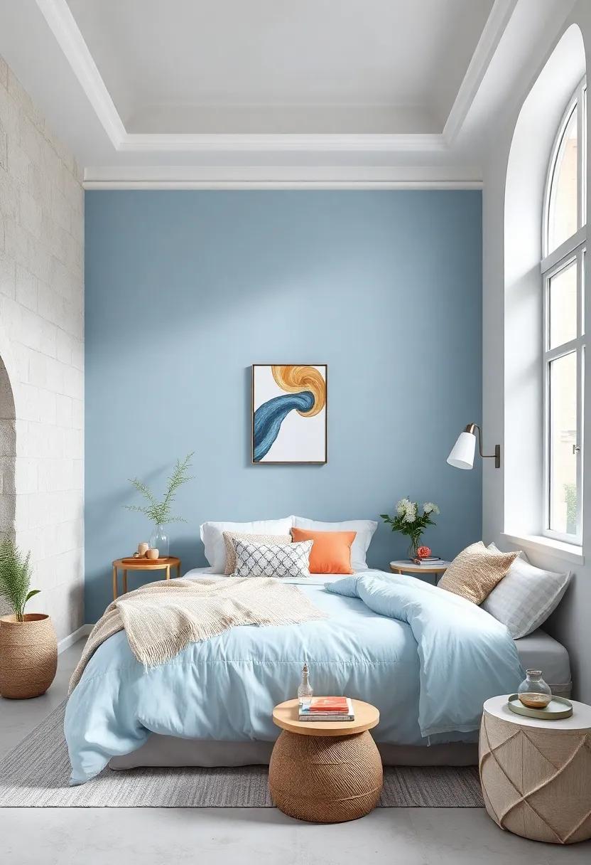 Powder​ Blue and ‌Soft ⁤White: Achieve a fresh and airy look with powder ⁤blue​ walls balanced by​ soft white trim and furniture, ⁣perfect‌ for any modern⁤ aesthetic