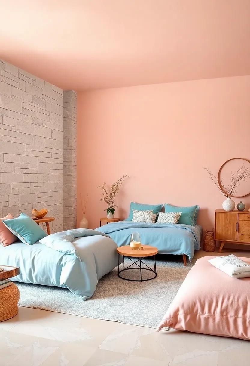 Sky​ blue and Soft peach: Instill a sense of ​peace‌ with sky⁢ blue tones ​partnered with‍ soft peach, perfect for a dreamy, cloud-like atmosphere