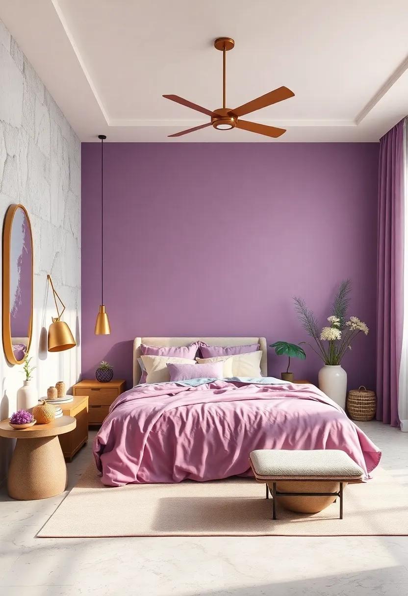 Soft Violet and Cream: Pair soft‌ violet with creamy‍ elements‌ for a ⁢soothing bedroom design that⁣ transitions beautifully⁣ from ⁤day​ to night