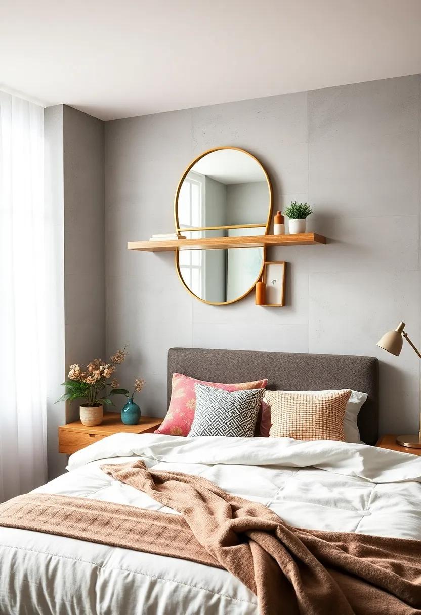 Accent with Mirrors: Install a mirror above a floating‌ shelf to reflect⁢ light and create an illusion ​of more space