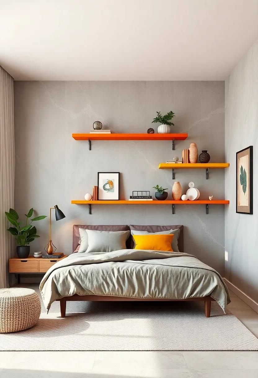 Experiment⁤ with Color:⁣ Choose colorful floating shelves ​that match or contrast your bedroom palette for a bold statement