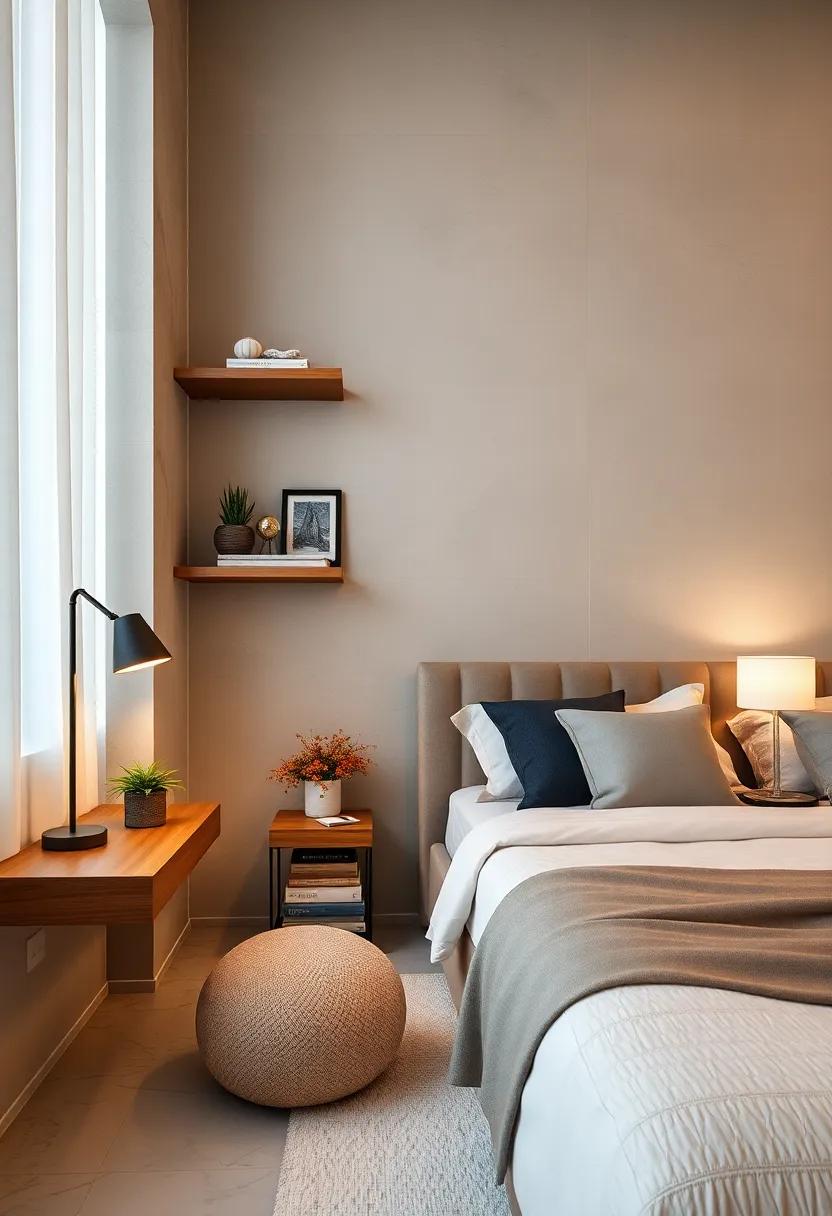 functional Nightstands: Install floating shelves⁤ on either side of your⁣ bed for a modern ⁤twist on traditional⁤ nightstands, ‌perfect​ for lamps and books