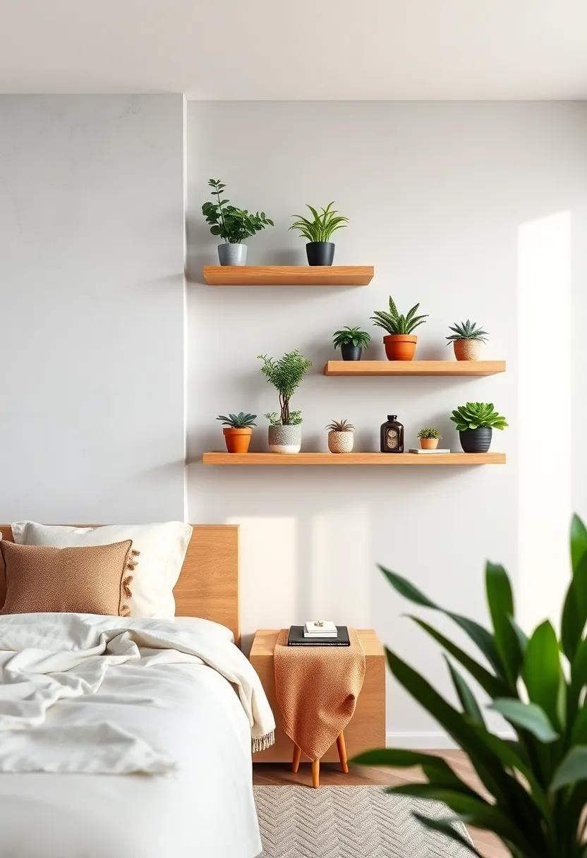Green Corner: Transform⁣ your bedroom into an oasis by displaying ‌potted plants or succulents on floating shelves for a touch ‌of nature