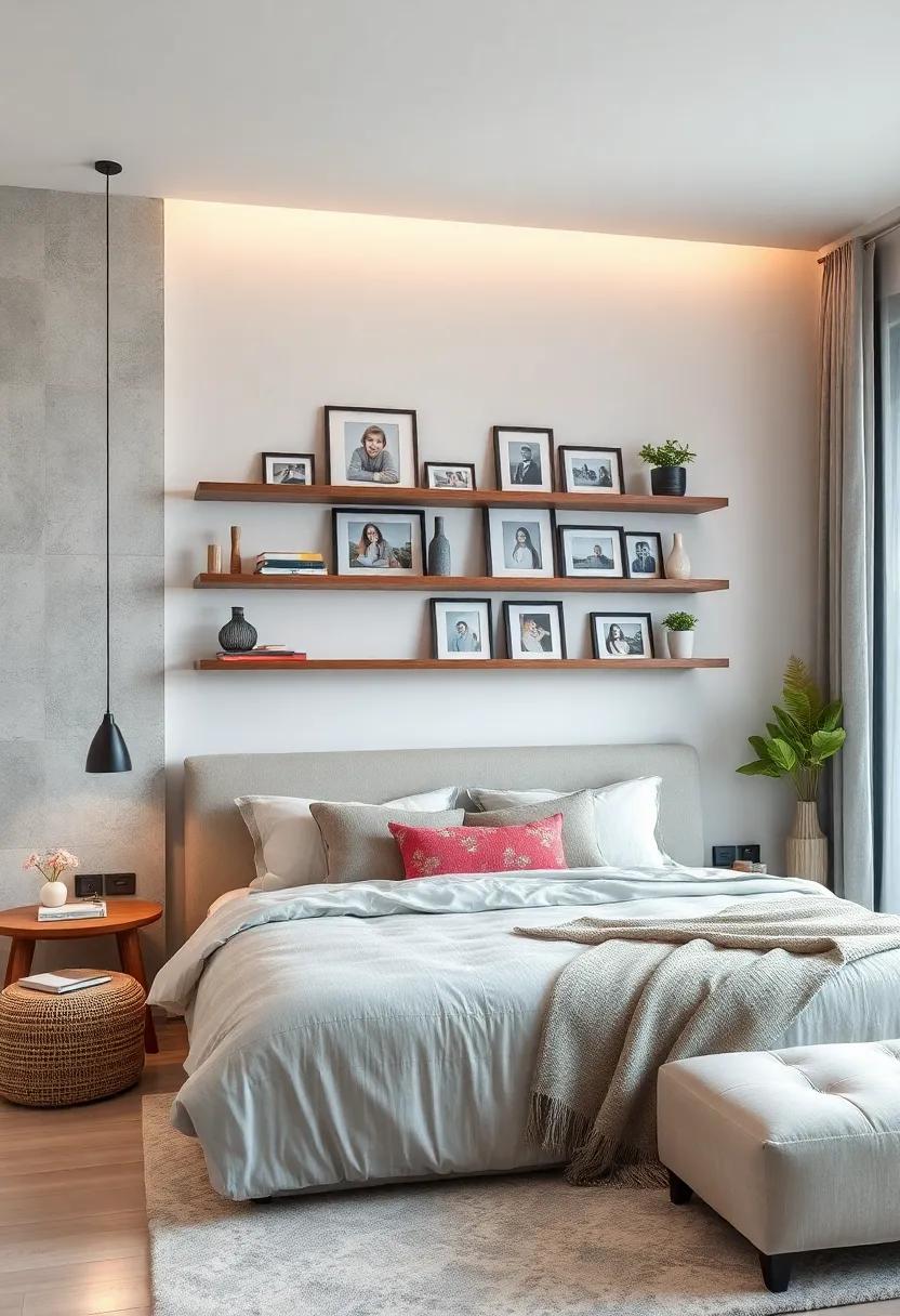 Share ‍Memories: Dedicate a floating ⁣shelf to​ display framed photos that capture special moments with​ friends‍ and family
