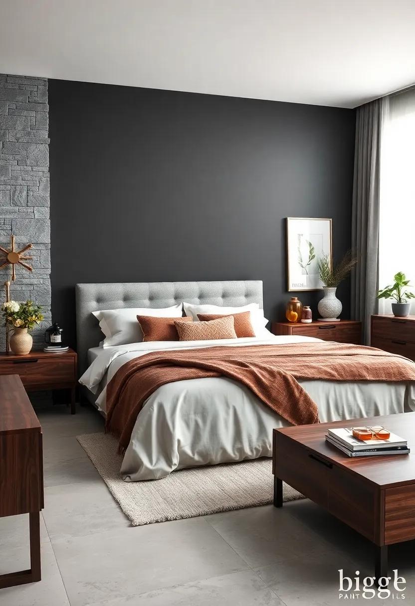 Exploring the Elegance of Charcoal Gray Against Rich ‌Walnut Furniture