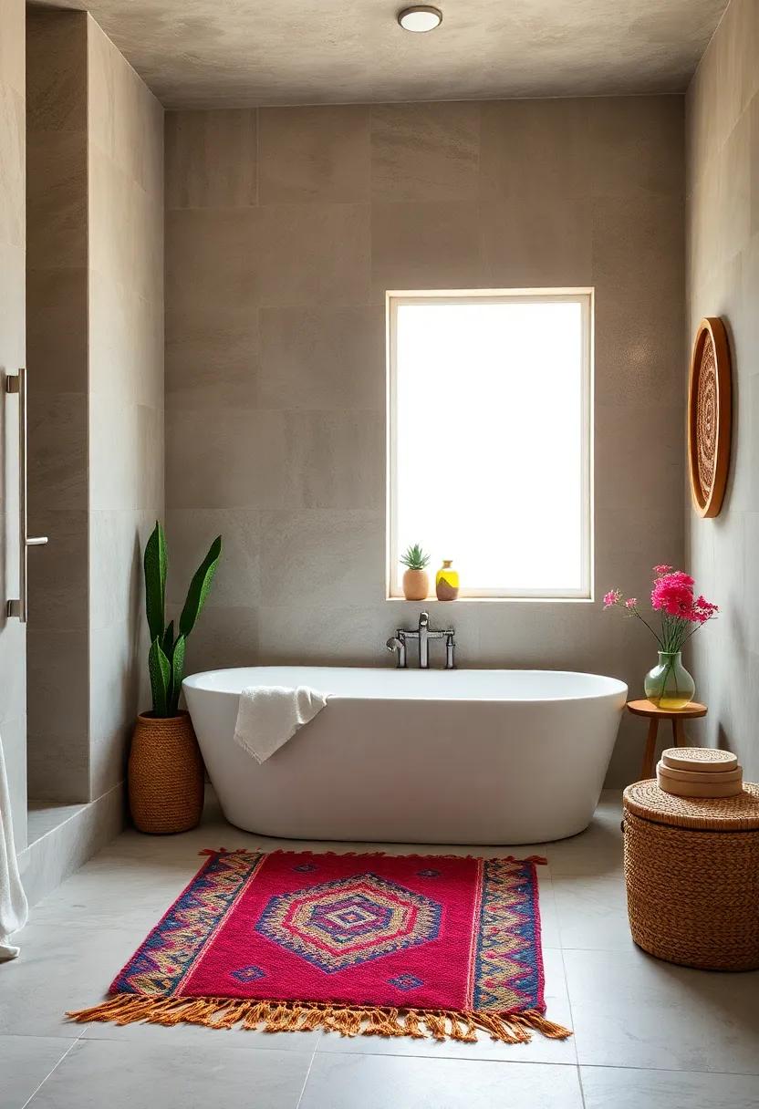 Choose a Statement Bath Mat: Find a vibrant, textured bath mat to add ​a splash of ‍color and⁢ comfort beneath your feet