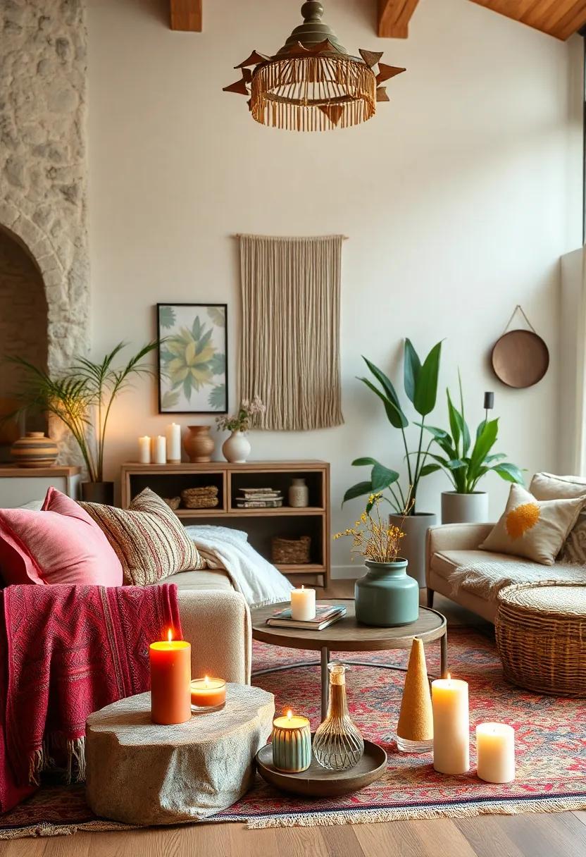 display Candles and Incense: Utilize candles and incense for ambiance while also adding scent that​ enhances the bohemian​ atmosphere