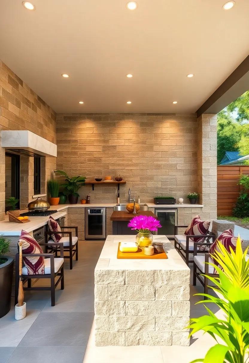 Outdoor Dining Area: Connect your outdoor kitchen to​ a dining area by using ‍cinder blocks to form ‌a stylish table
