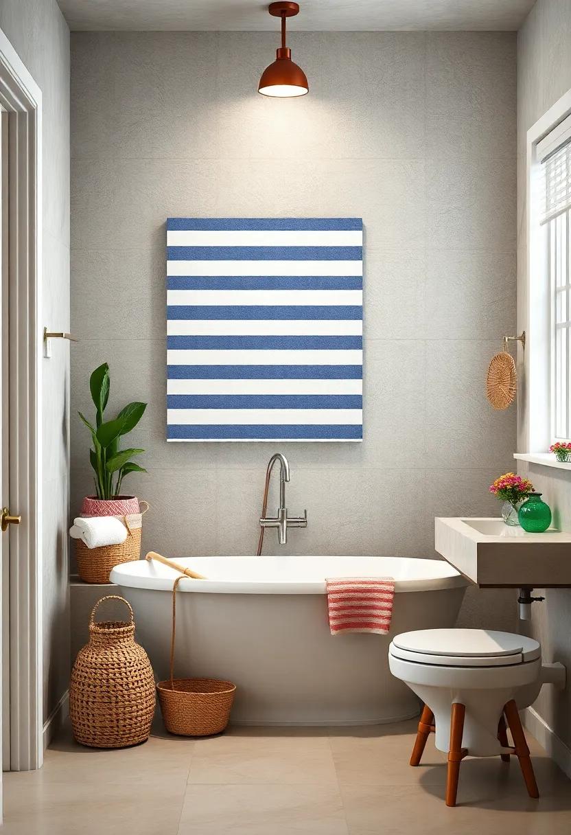 DIY Striped Artwork: Create​ your‍ own wall art by painting a canvas with bold stripes, mimicking the‌ look of a beach umbrella on the shore