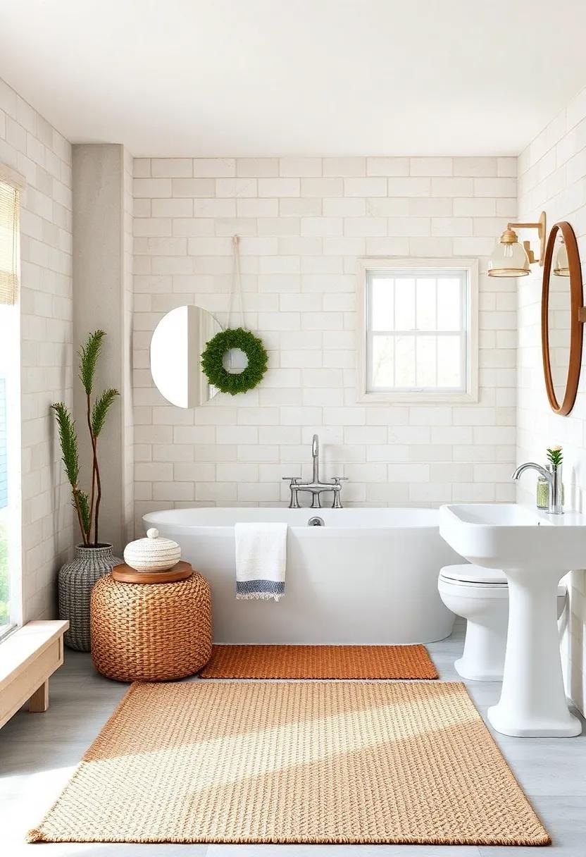 Striped ⁢Area Rugs: Lay down a jute area rug with a striped design for a natural⁣ texture that grounds your seaside oasis