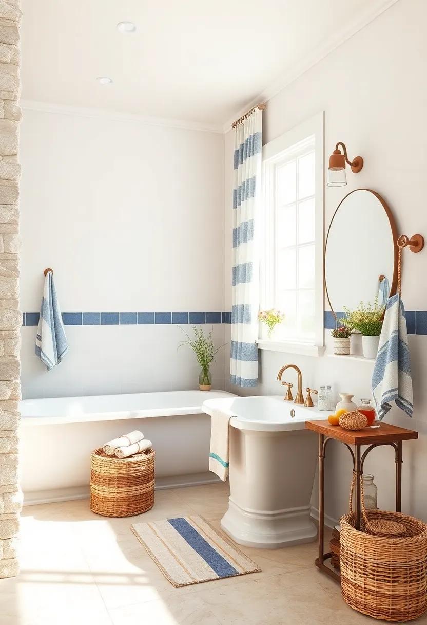 Vintage Touch: ⁤Find vintage striped textiles at thrift stores, such⁤ as tablecloths or small curtains, to add unique character ⁣to your​ bathroom