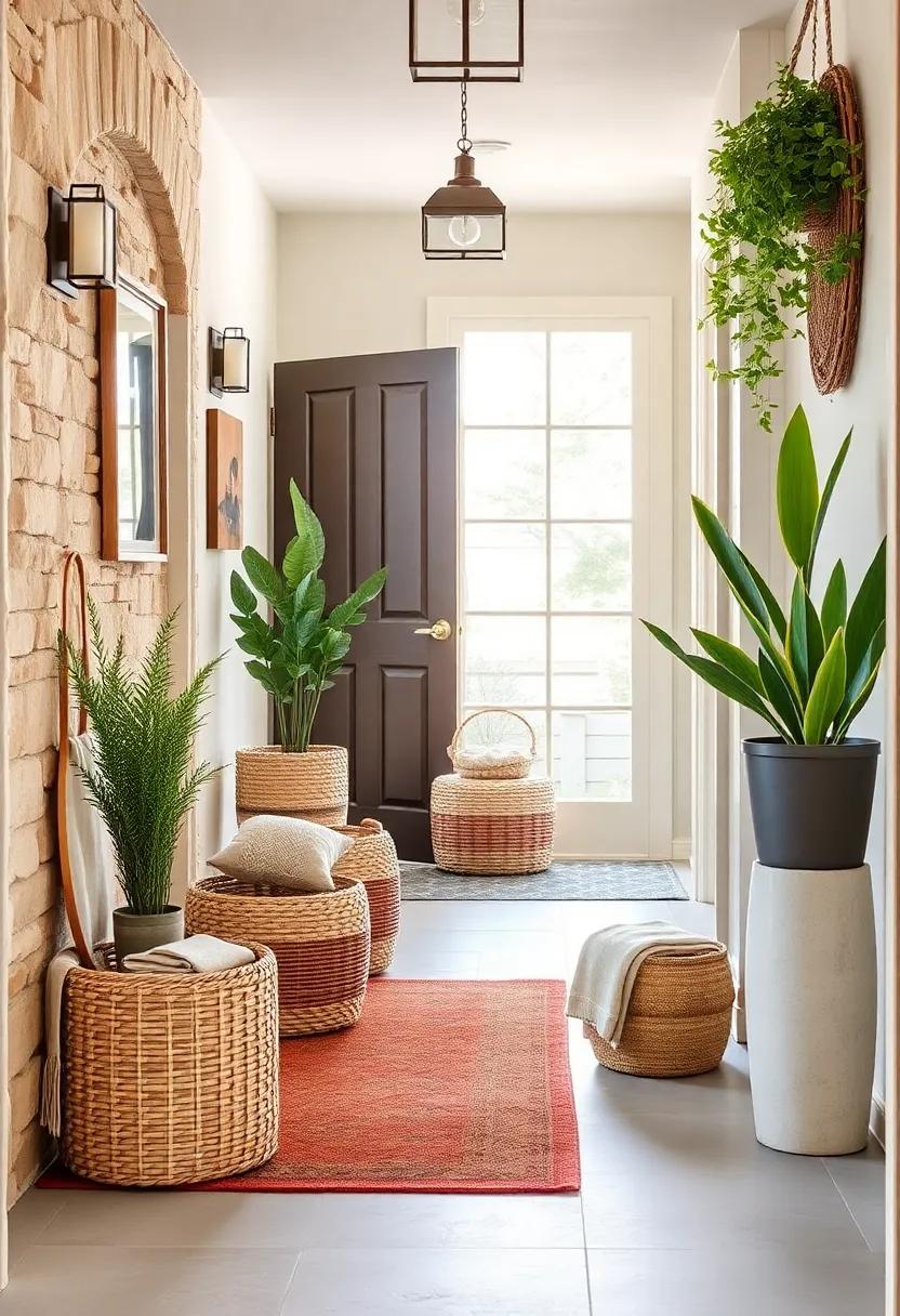 Woven Baskets: Use woven baskets for organized storage, from shoes to blankets, while adding a rustic charm that complements your natural theme