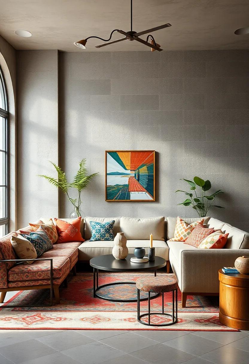 Craft a Mosaic of Patterns: Layer patterns using cushions or textiles to create a vibrant yet cozy environment​ that feels inviting and warm