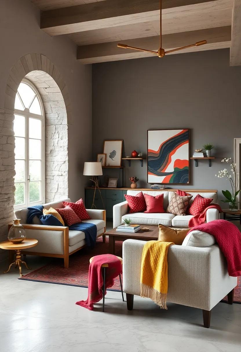 Use Throws and Blankets: drape vibrant throws over couches and chairs for a cozy, layered look without overwhelming ‌the decor