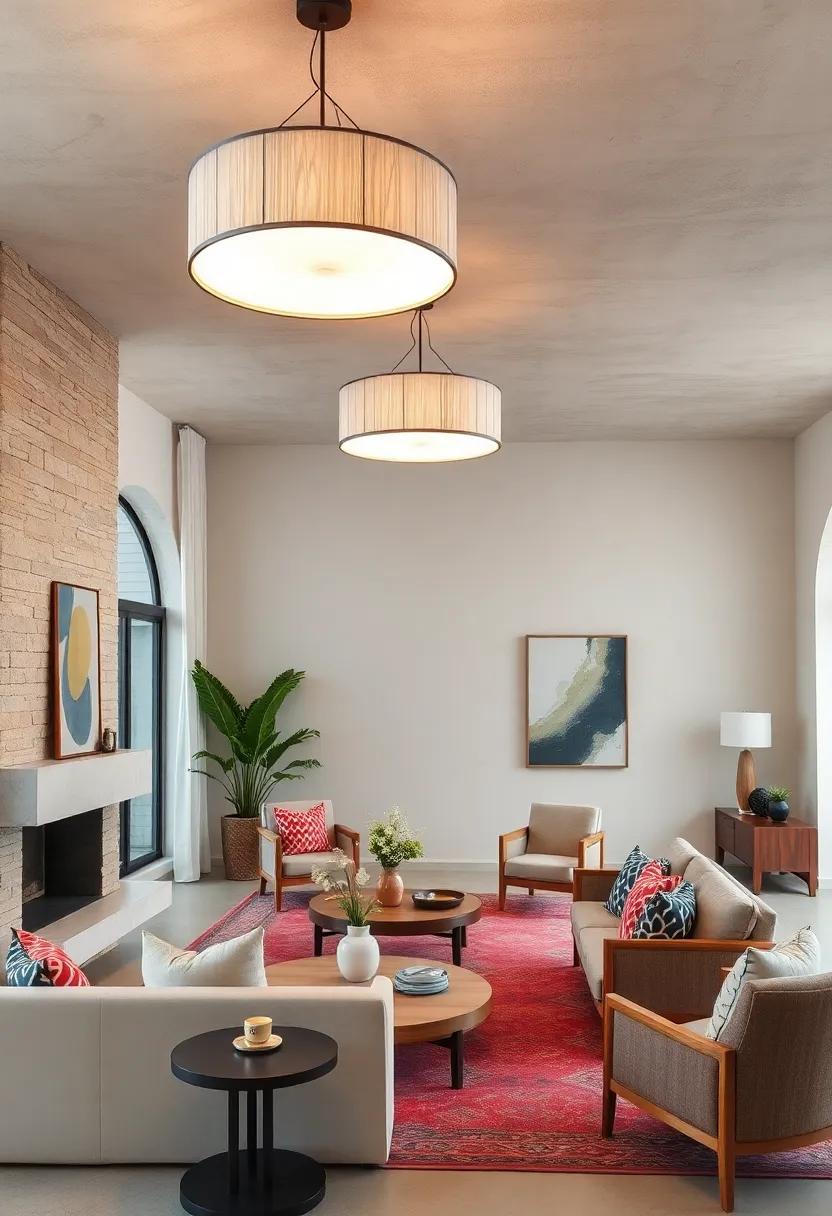 Ceiling-mounted drum lights: These wide exteriors diffuse light​ softly ⁤across the space, while unique⁢ patterns can add an eclectic flair