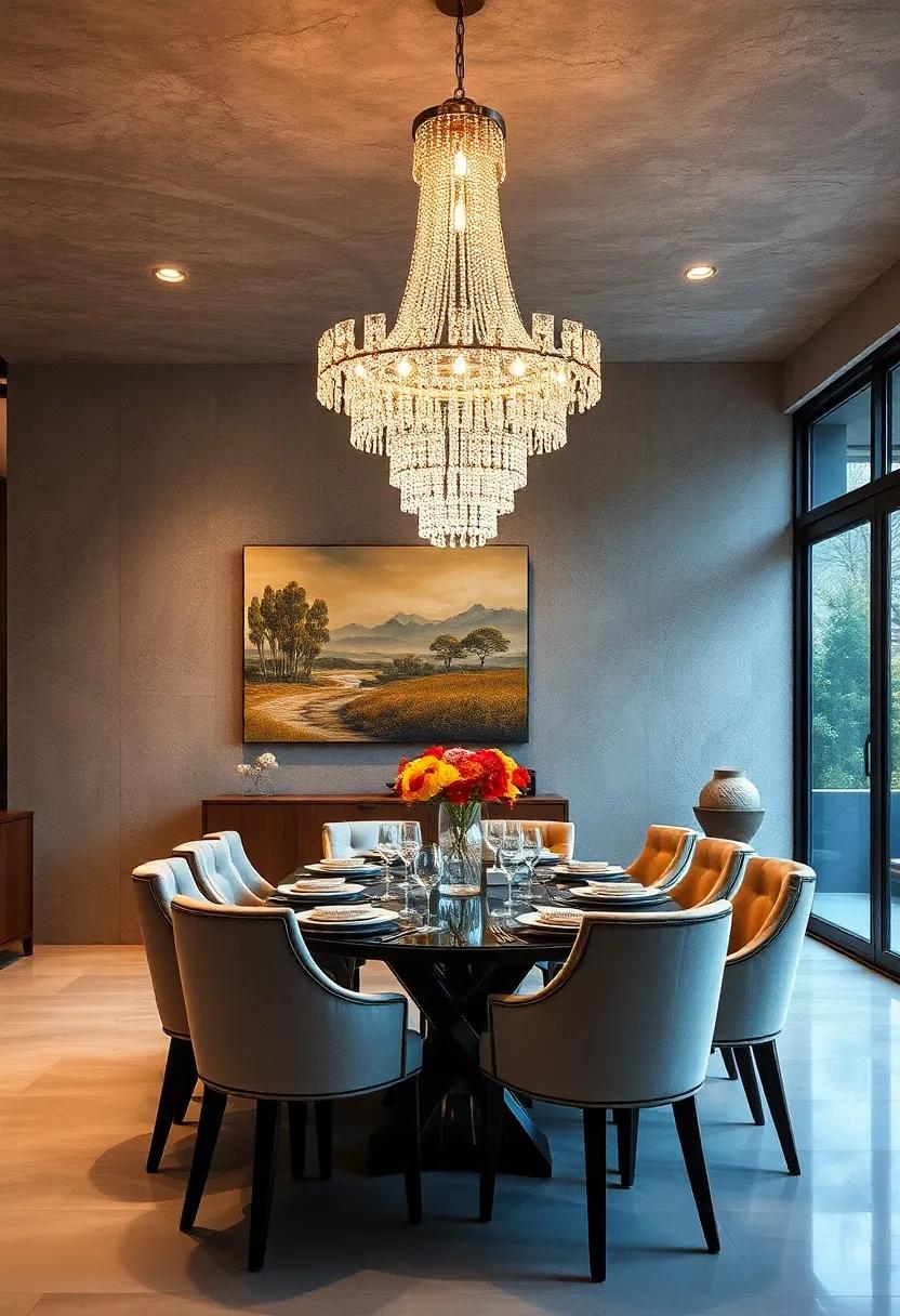 Crystal chandelier: Elevate your dining experience with ​a⁤ sparkling chandelier that reflects‌ light​ beautifully while adding a sense of‌ luxury